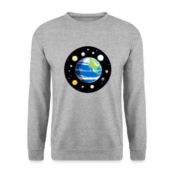 Mignon dessin animé représentation de la planète Terre 7 - Sweat-shirt Unisexe - gris chiné - Devant - Alina (178cm) & Michal (187cm)