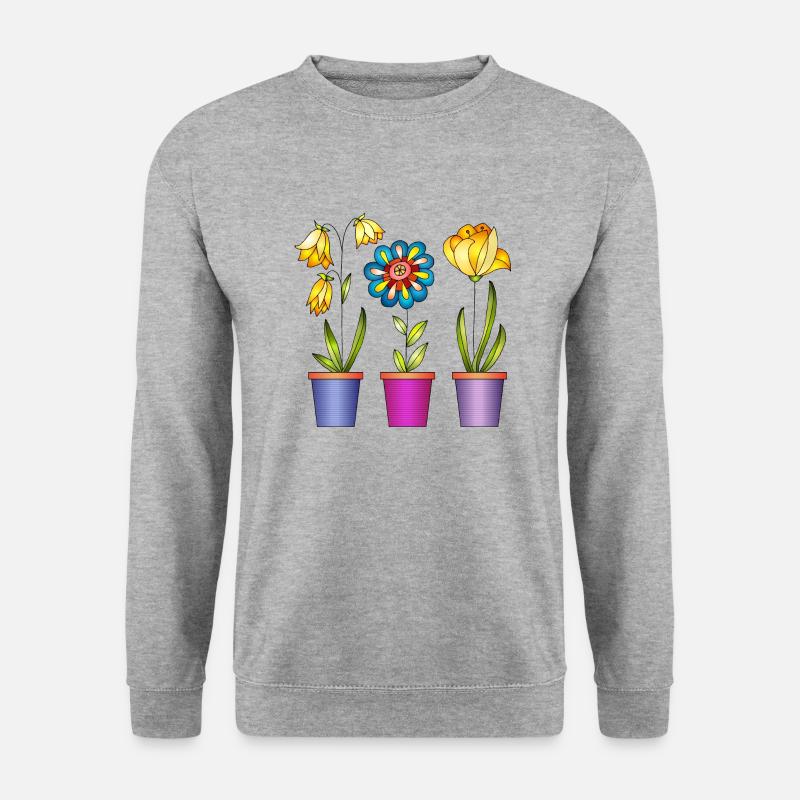 Blumen - Unisex Pullover - Weißgrau meliert