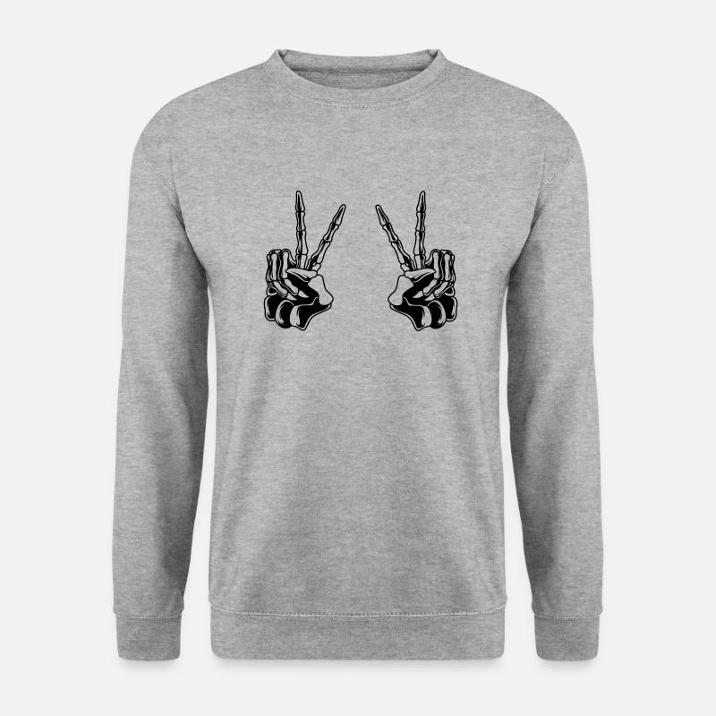 Skull Peace Hand - Unisex Pullover - Weißgrau meliert