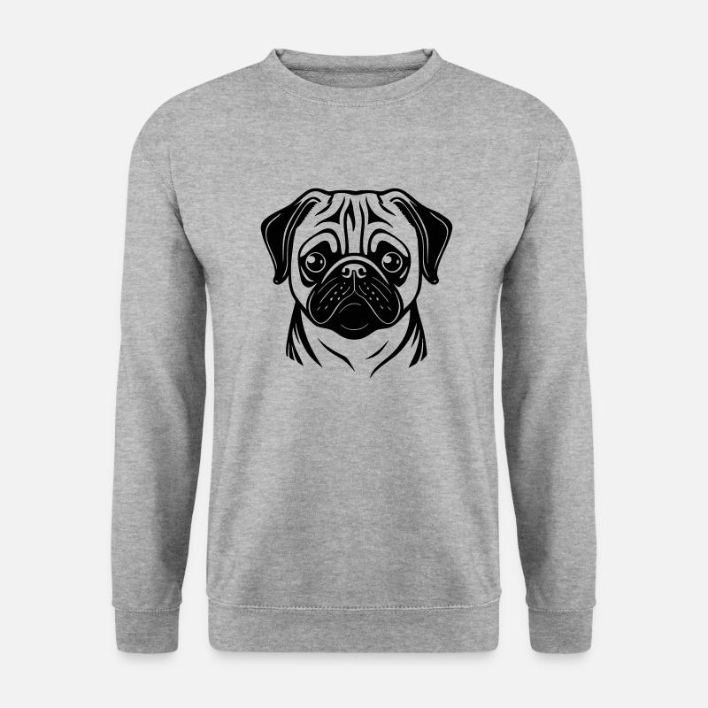 Mops - Unisex Pullover - Weißgrau meliert