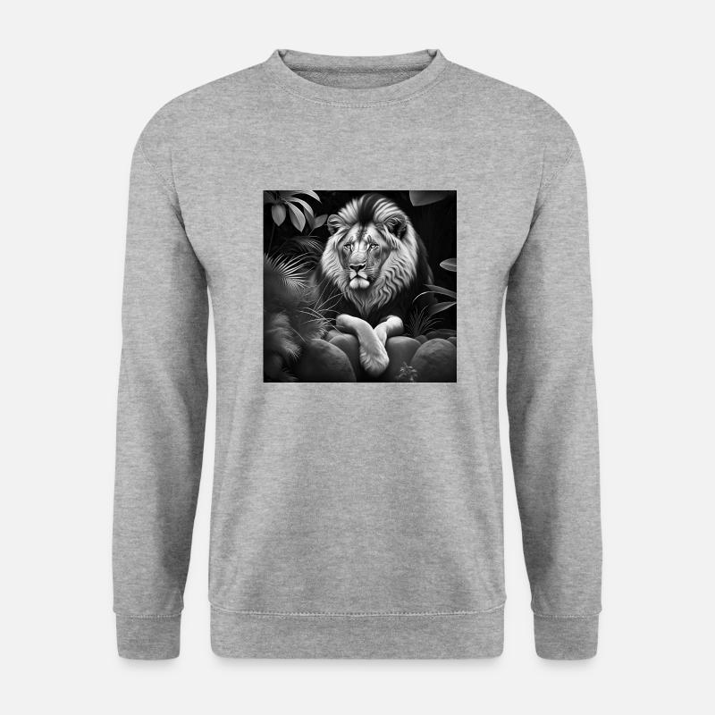 Löwe - Unisex Pullover - Weißgrau meliert
