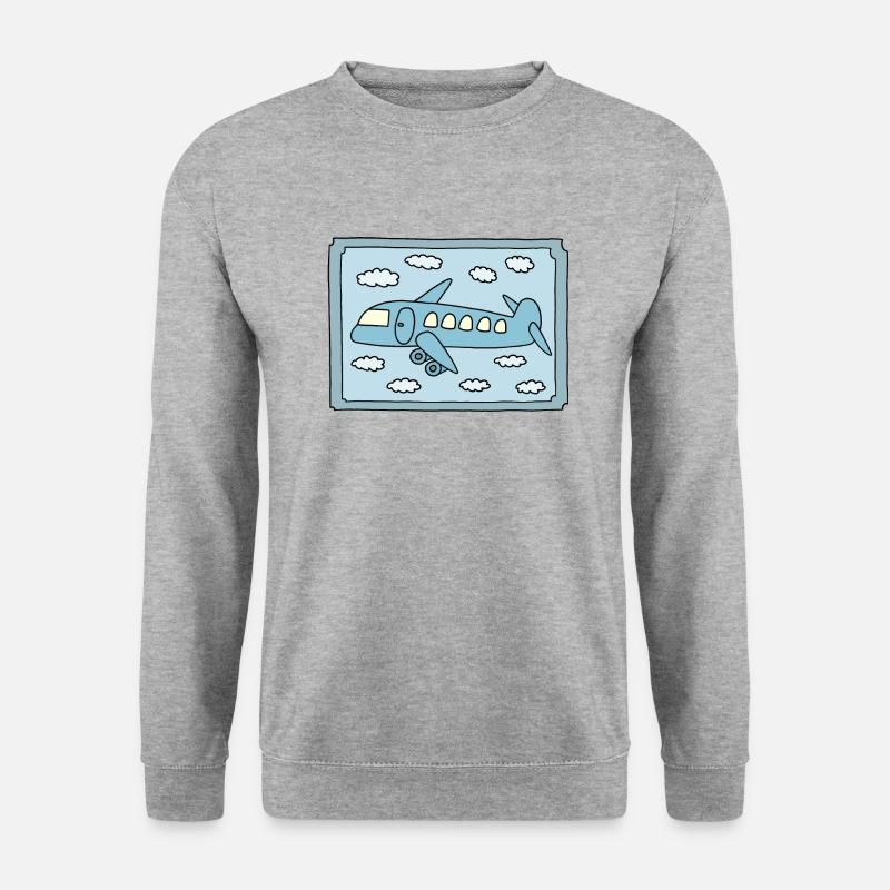 Flugzeug Design - Unisex Pullover - Weißgrau meliert