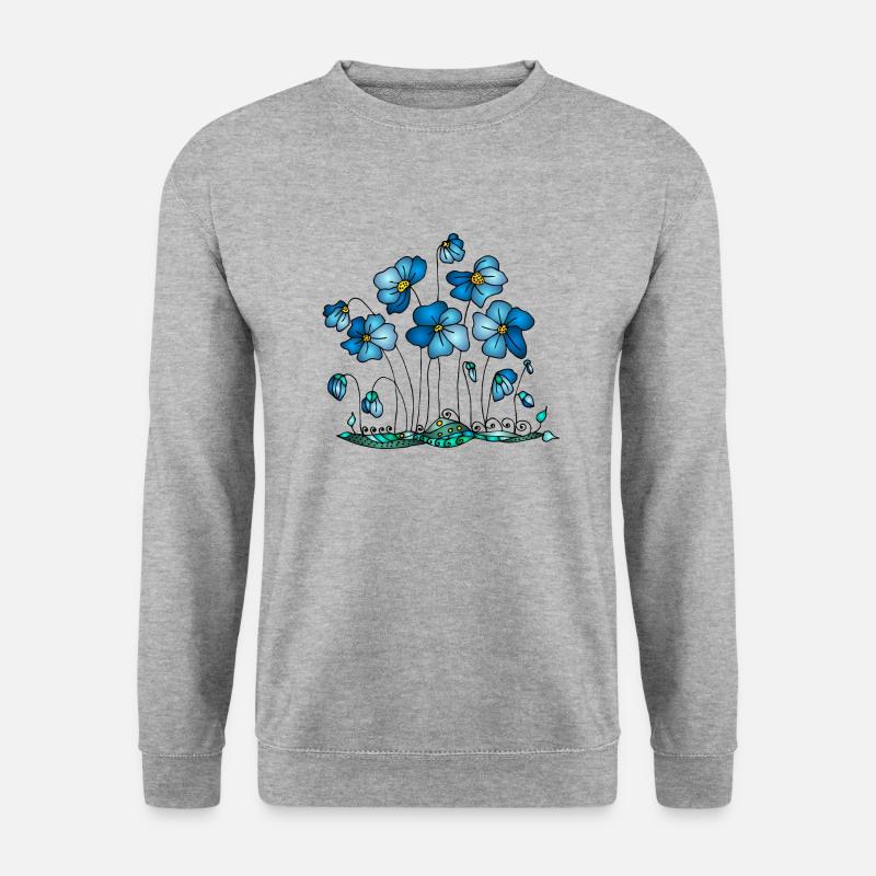 Blumen - Unisex Pullover - Weißgrau meliert