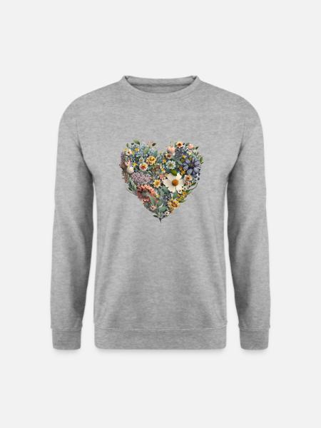 FOX0610 Herz9 - Unisex Pullover - Weißgrau meliert