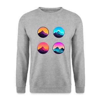 Gebirgslandschaft Geometrische Kunst - Unisex Pullover - Weißgrau meliert - Vorne - Alina (178cm) & Michal (187cm)