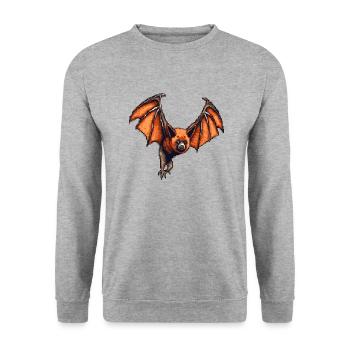 Pixeliger Flughund in retro 8 Bit Grafik - Unisex Pullover - Weißgrau meliert - Vorne - Alina (178cm) & Michal (187cm)