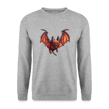 Flughund aus einem alten Videospiel in 8 Bit - Unisex Pullover - Weißgrau meliert - Vorne - Alina (178cm) & Michal (187cm)
