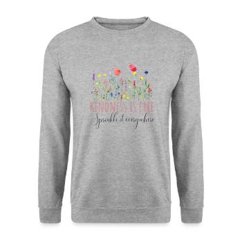 Freundlichkeit ist kostenlos, streuen Sie sie überall - Unisex Pullover - Weißgrau meliert - Vorne - Alina (178cm) & Michal (187cm)