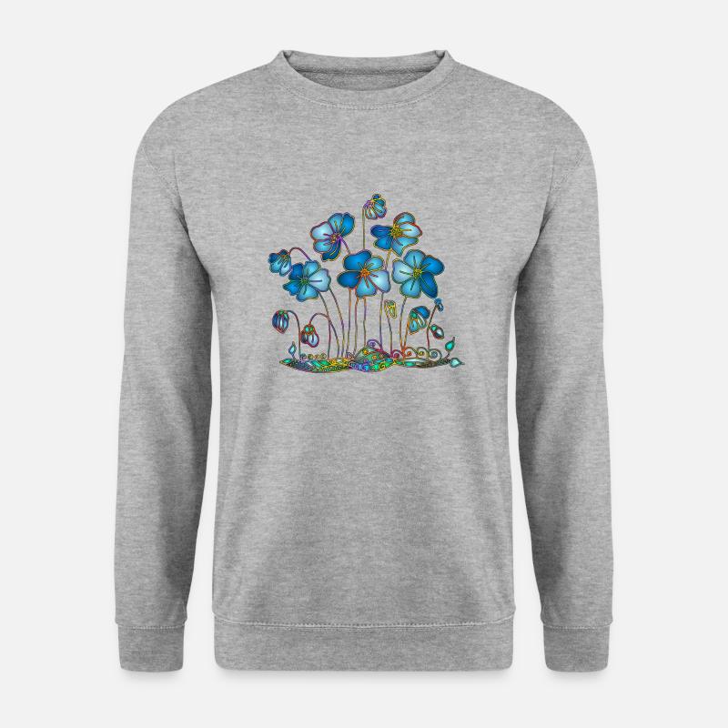Blumen - Unisex Pullover - Weißgrau meliert