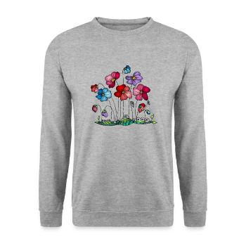 Fleur - Sweat-shirt Unisexe - gris chiné - Devant - Alina (178cm) & Michal (187cm)