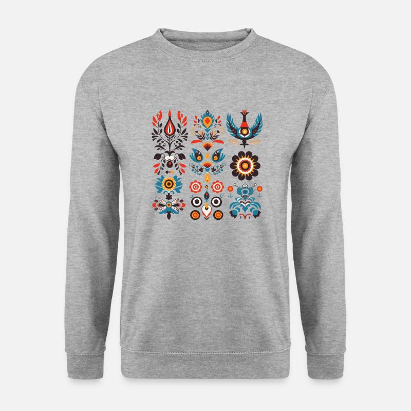 Blumen - Unisex Pullover - Weißgrau meliert