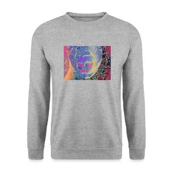 Digital Art "eat my Tongue" TTT - Unisex Pullover - Weißgrau meliert - Vorne - Alina (178cm) & Michal (187cm)