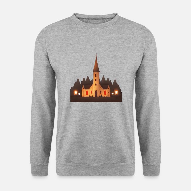 Kapelle im Dorf - Unisex Pullover - Weißgrau meliert