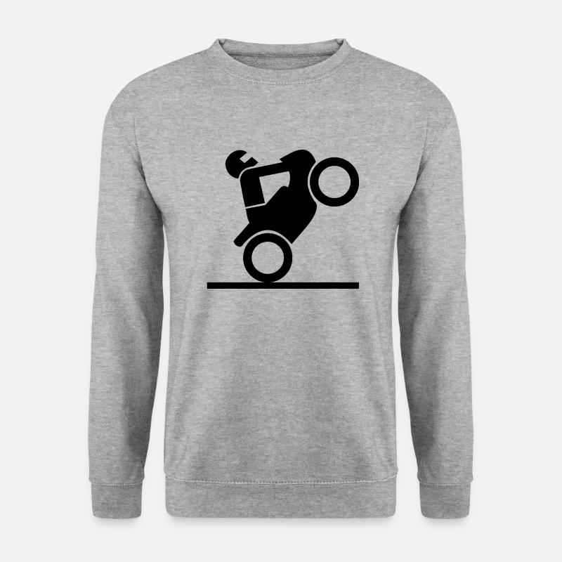 wheelie Design / Motorrad Design - Unisex Pullover - Weißgrau meliert