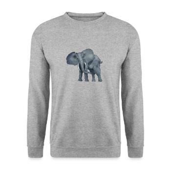 Imposanter Elefant - Unisex Pullover - Weißgrau meliert - Vorne - Alina (178cm) & Michal (187cm)