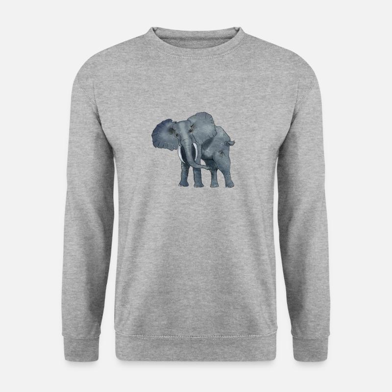 Imposanter Elefant - Unisex Pullover - Weißgrau meliert