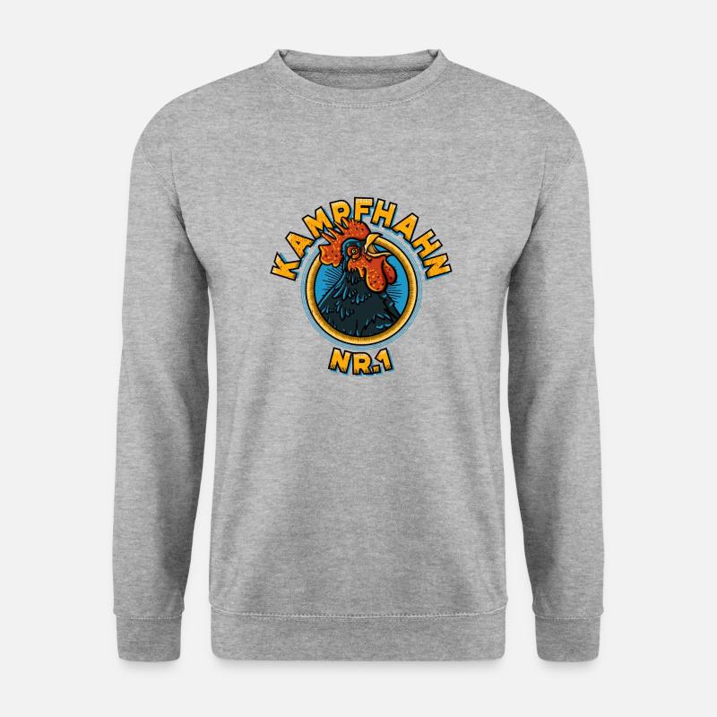 Feuriger Kampfhan - Herr über die Hitze - Unisex Pullover - Weißgrau meliert
