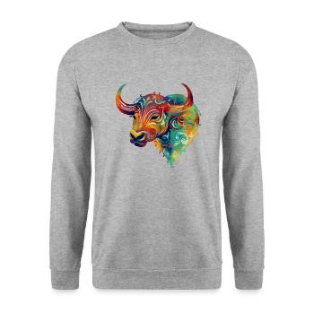 Bullo der Stier - Unisex Pullover - Weißgrau meliert - Vorne - Alina (178cm) & Michal (187cm)