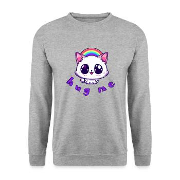 cat hug me - Unisex Sweatshirt - salt & pepper - Front - Alina (178cm) & Michal (187cm)
