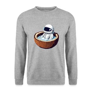 Astronaut bathes in coconut - Funny - Unisex Sweatshirt - salt & pepper - Front - Alina (178cm) & Michal (187cm)