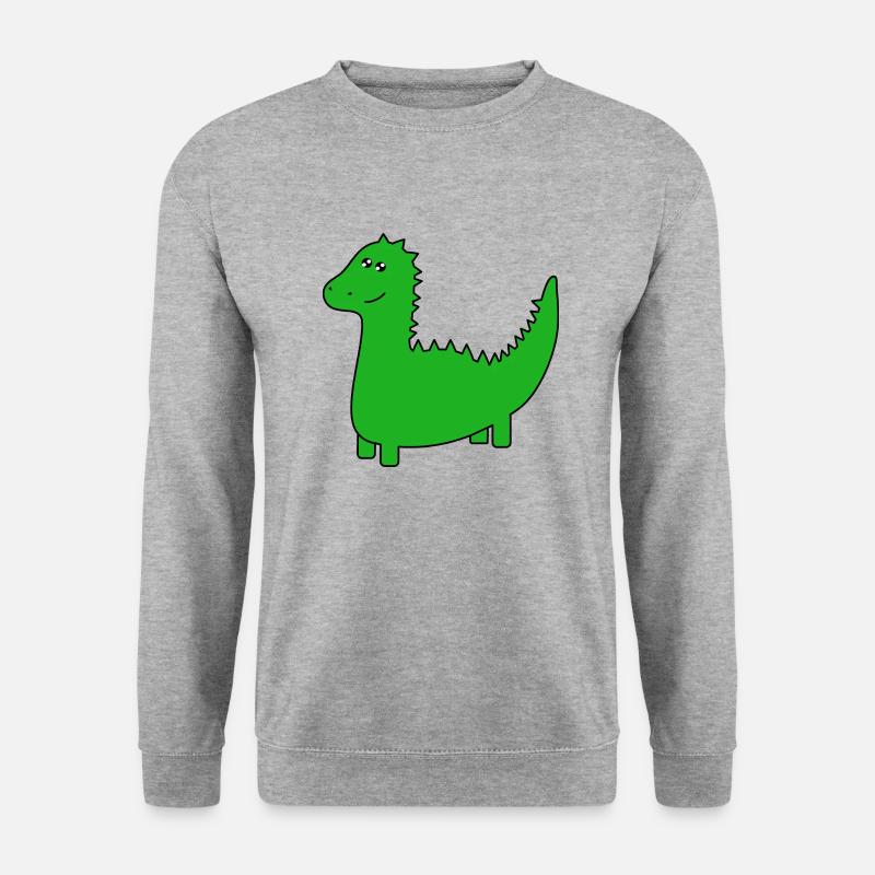 Kleiner freundlicher Dino - Unisex Pullover - Weißgrau meliert