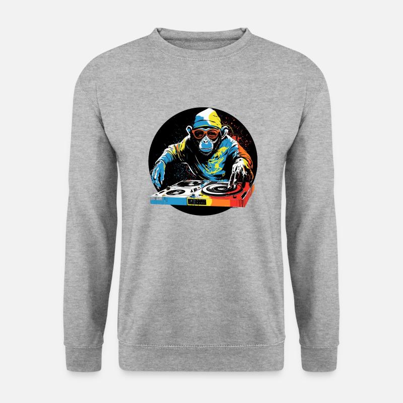 DJ Affe - Unisex Pullover - Weißgrau meliert