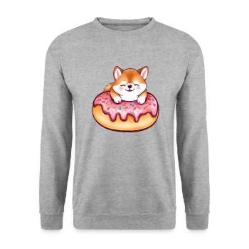 Le doux délice de beignets géant de Shiba Inu - Sweat-shirt Unisexe - gris chiné - Devant - Alina (178cm) & Michal (187cm)