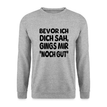 Bevor ich Dich II - Unisex Pullover - Weißgrau meliert - Vorne - Alina (178cm) & Michal (187cm)