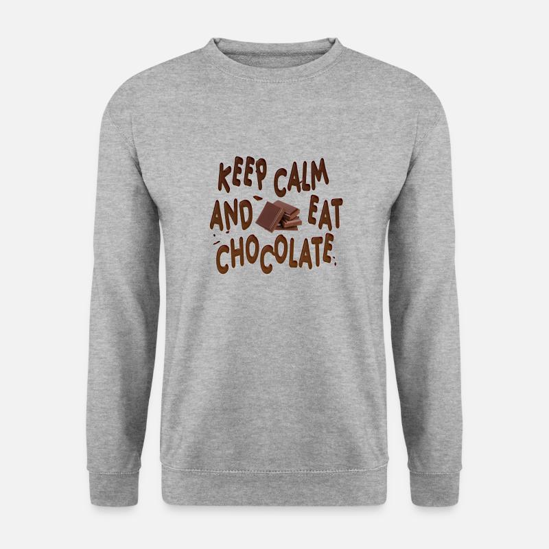 Keep Calm And Eat Chocolate - Unisex Pullover - Weißgrau meliert