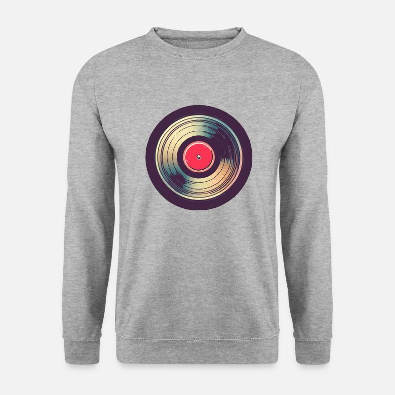 Retro Schallplatte - Unisex Pullover - Weißgrau meliert