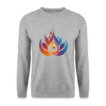 Happy Diwali - Unisex Pullover - Weißgrau meliert - Vorne - Alina (178cm) & Michal (187cm)