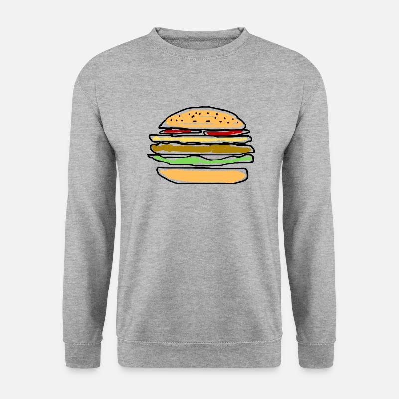 Burger - Unisex Pullover - Weißgrau meliert