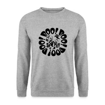 Halloween Little Ghosts And Bats Black Spooky Boo - Unisex Sweatshirt - salt & pepper - Front - Alina (178cm) & Michal (187cm)