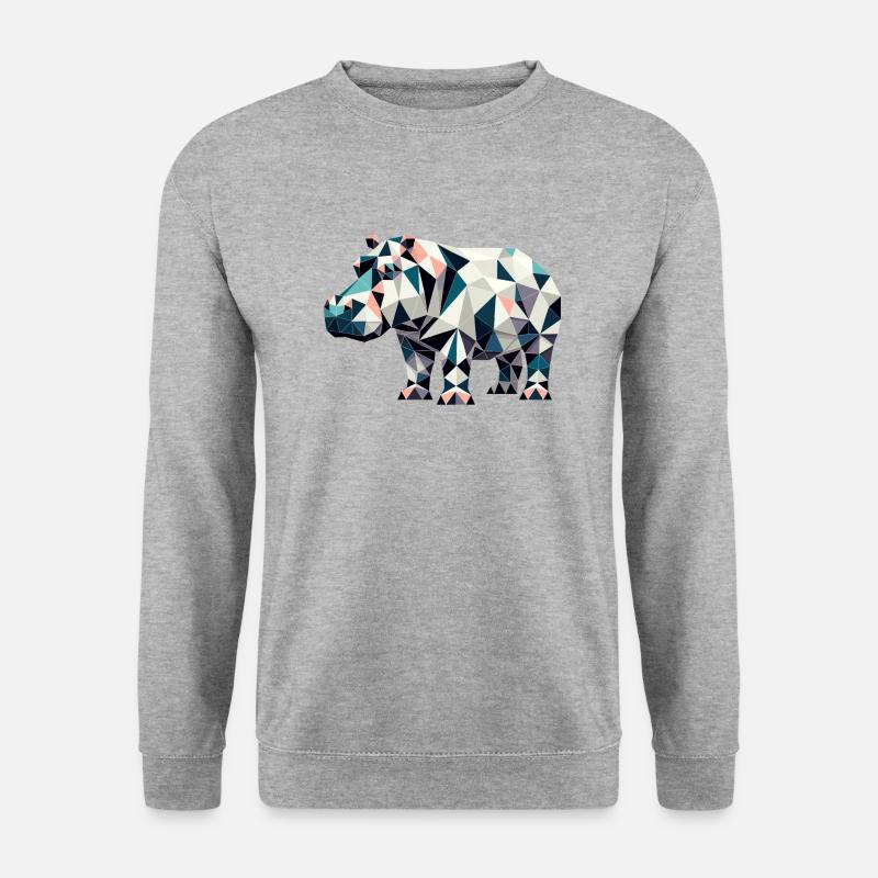 Nilpferd // hippo - Unisex Pullover - Weißgrau meliert