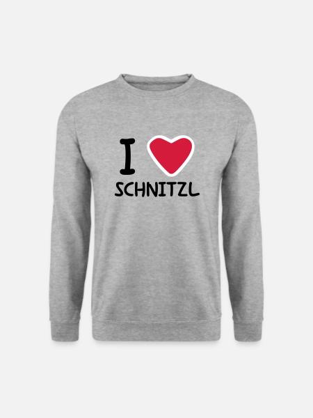 I love Schnitzl - Unisex Pullover - Weißgrau meliert