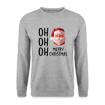Weihnachtsmann Low Poly / Frohe Weihnachten - Unisex Pullover - Weißgrau meliert - Vorne - Alina (178cm) & Michal (187cm)