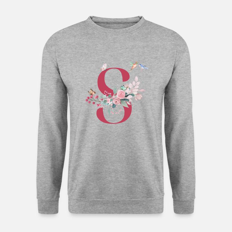 Floral S Brief - Geschenkidee - Unisex Pullover - Weißgrau meliert