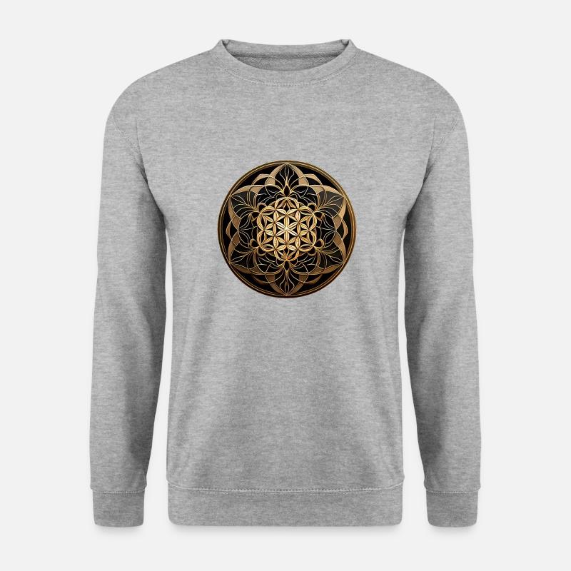 Blume des Lebens - Unisex Pullover - Weißgrau meliert