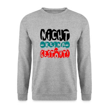 nicht klima gestört - Unisex Pullover - Weißgrau meliert - Vorne - Alina (178cm) & Michal (187cm)