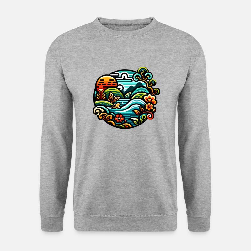 Farbenfroher Fluss - Unisex Pullover - Weißgrau meliert