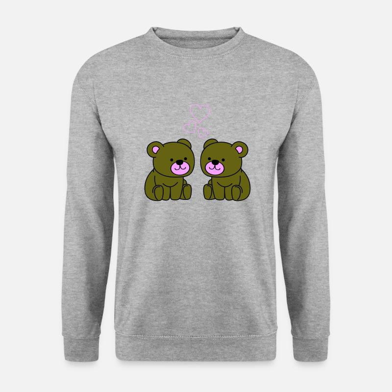 teddybär love - Unisex Pullover - Weißgrau meliert