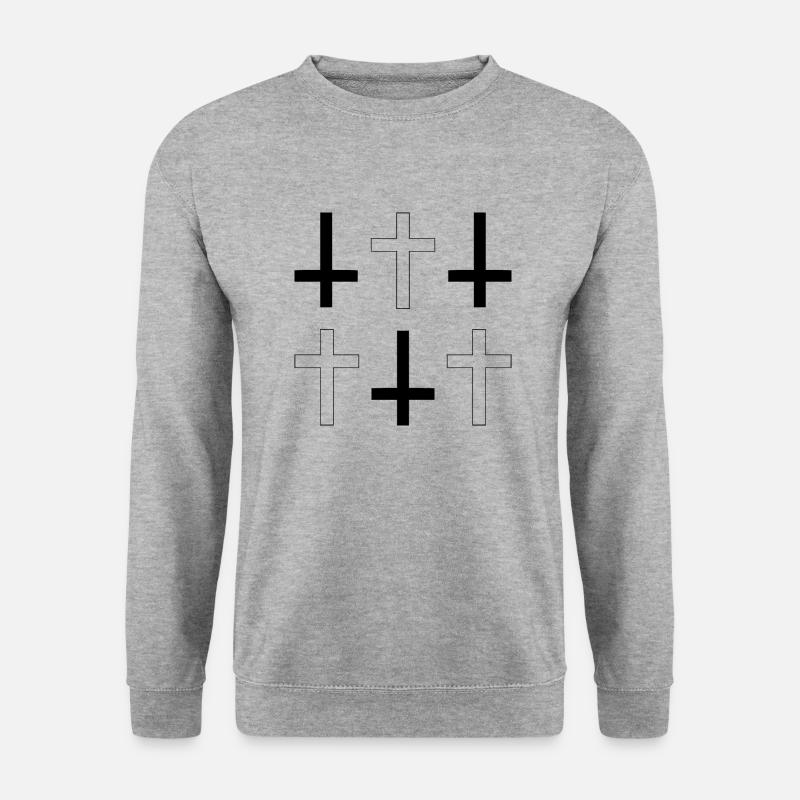 6 Kreuze - Unisex Pullover - Weißgrau meliert