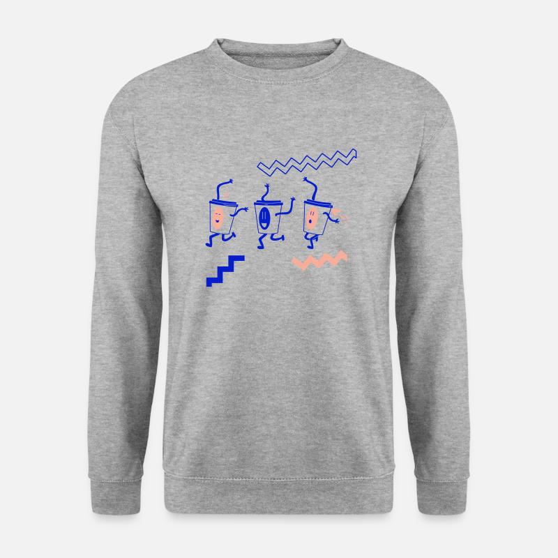 happy coffee cups - Unisex Pullover - Weißgrau meliert