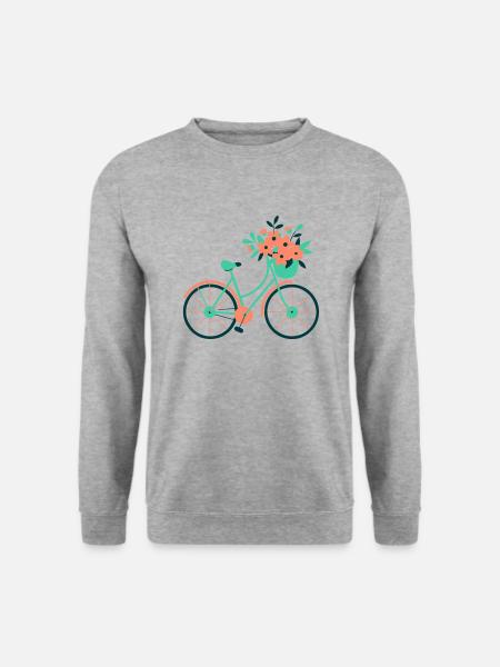 Customisable bike with flowers - Unisex Sweatshirt - salt & pepper