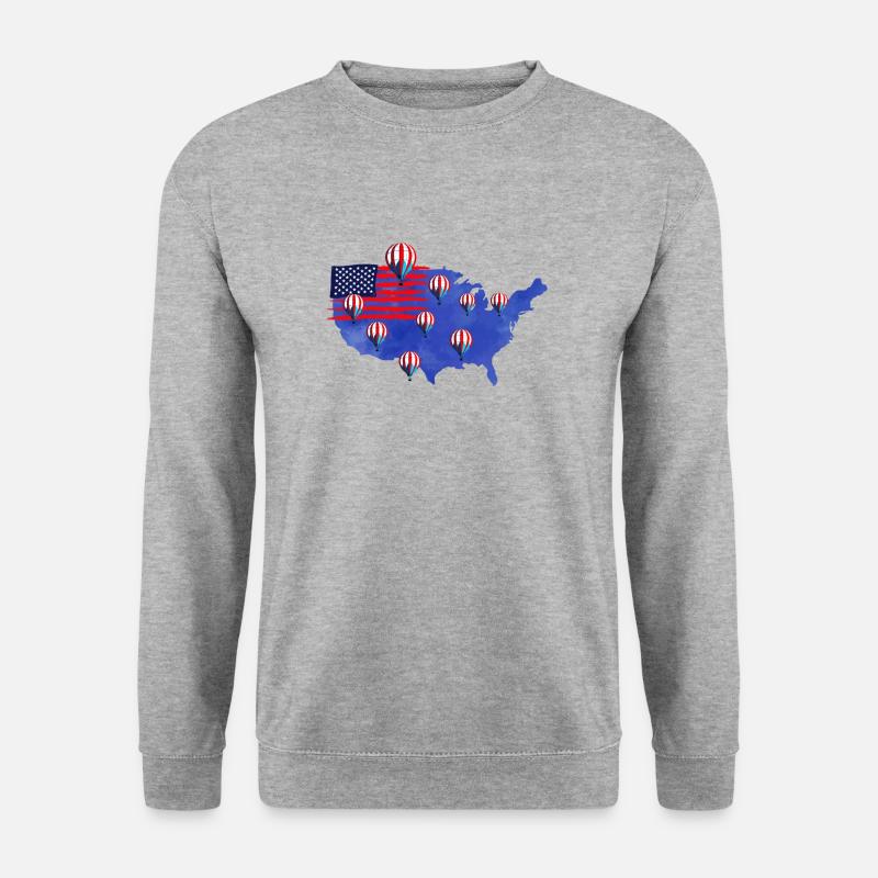 Amerika Heißluftballon Flagge - Unisex Pullover - Weißgrau meliert