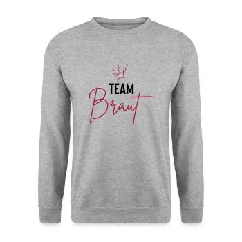 team braut - Unisex Pullover - Weißgrau meliert - Vorne - Alina (178cm) & Michal (187cm)