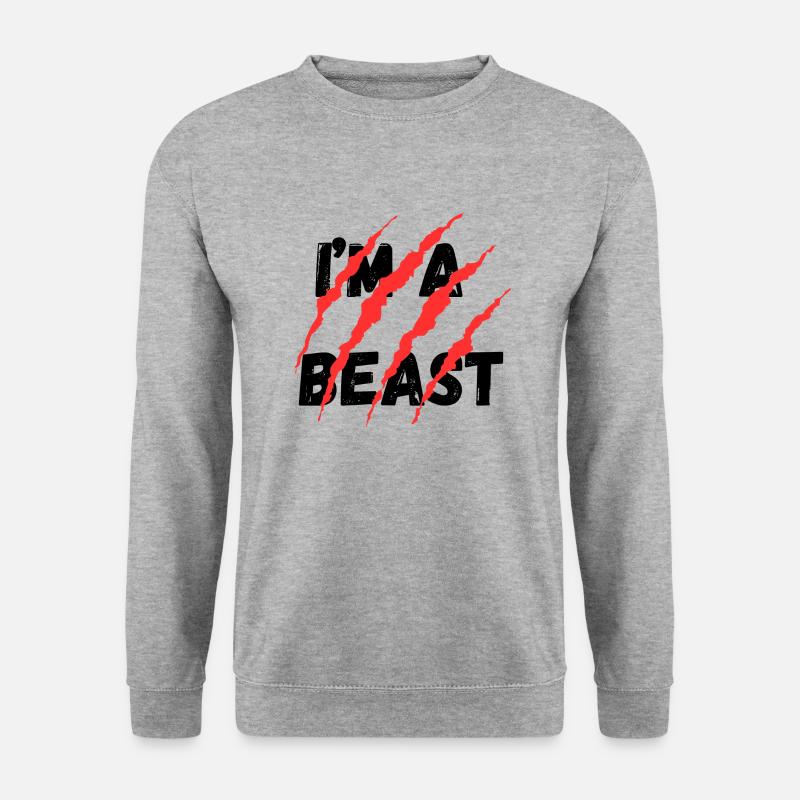 IM A BEAST - Unisex Pullover - Weißgrau meliert