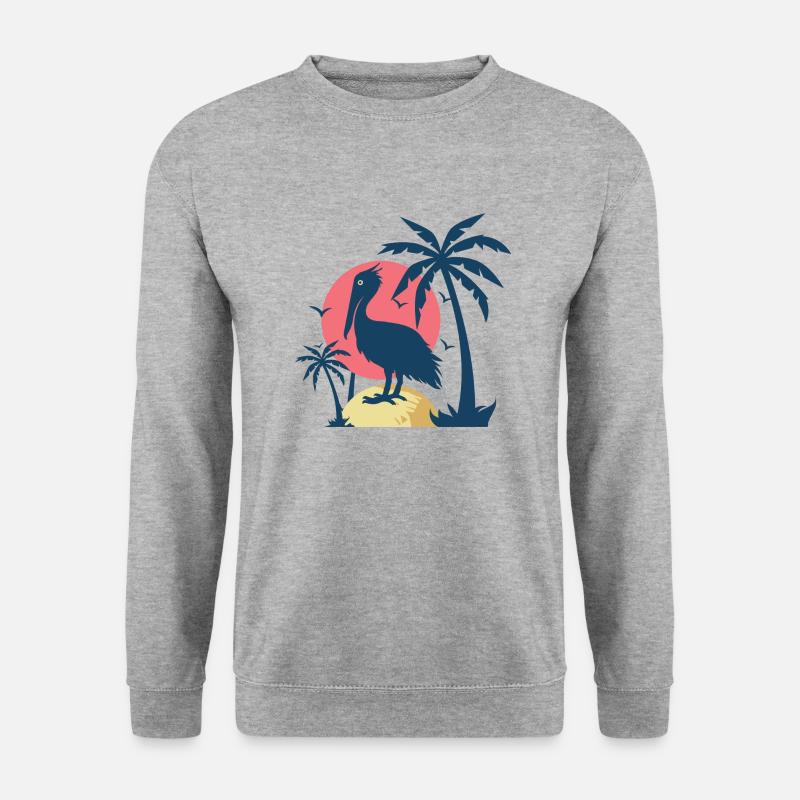 Pelikan der Insel - Unisex Pullover - Weißgrau meliert