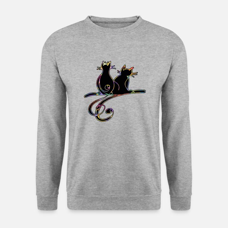 Katzen - Unisex Pullover - Weißgrau meliert