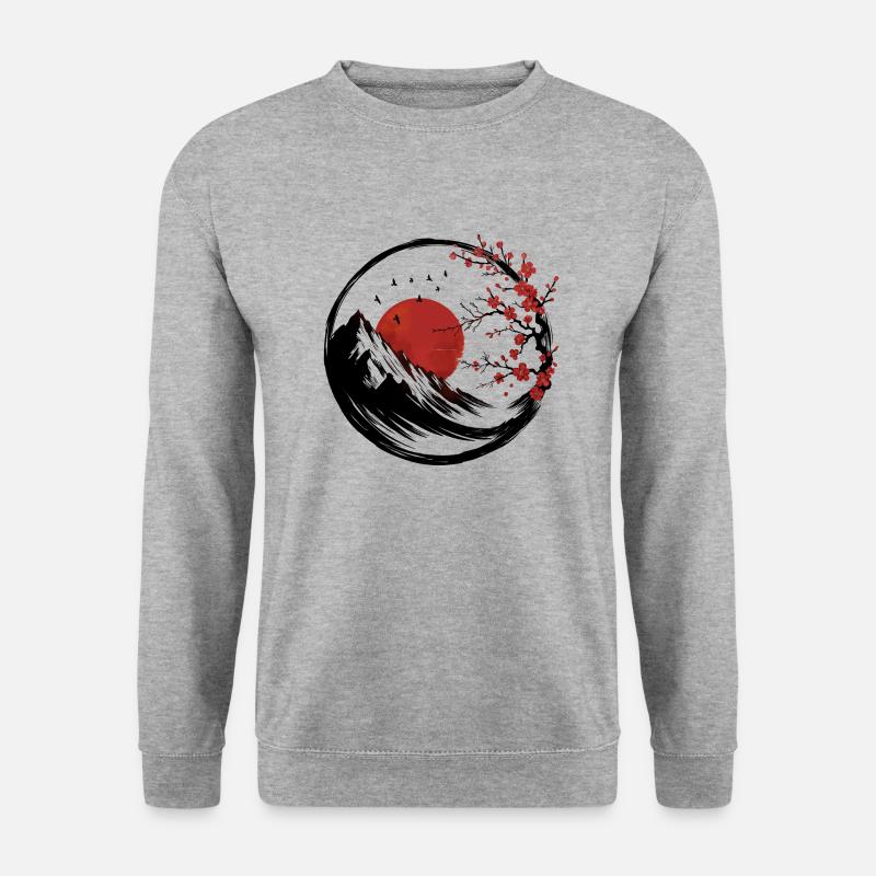 Enso Zen: Die Ruhe der Morgendämmerung - Unisex Pullover - Weißgrau meliert